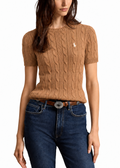 Polo Ralph Lauren Women’s Pima Cotten Cable-Knit Short-Sleeve Sweater – Brown