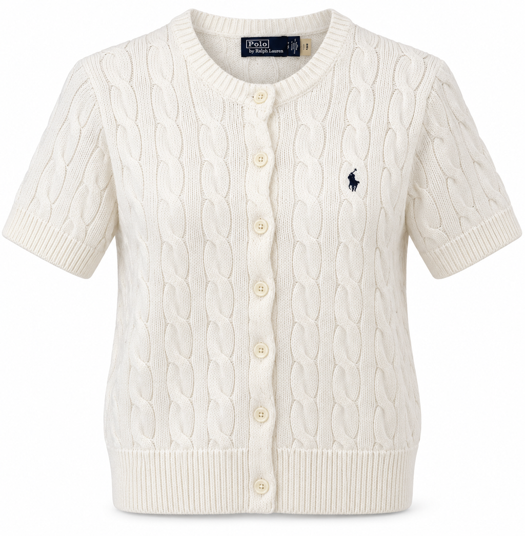 Polo Ralph Lauren Women’s Cable-Knit Short-Sleeve Cardigan – White