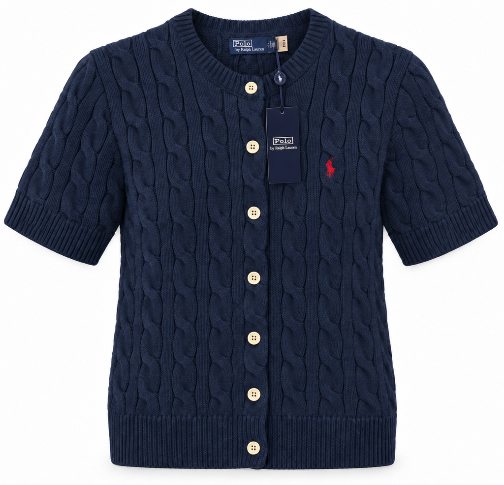 Polo Ralph Lauren Women’s Cable-Knit Short-Sleeve Cardigan – Navy