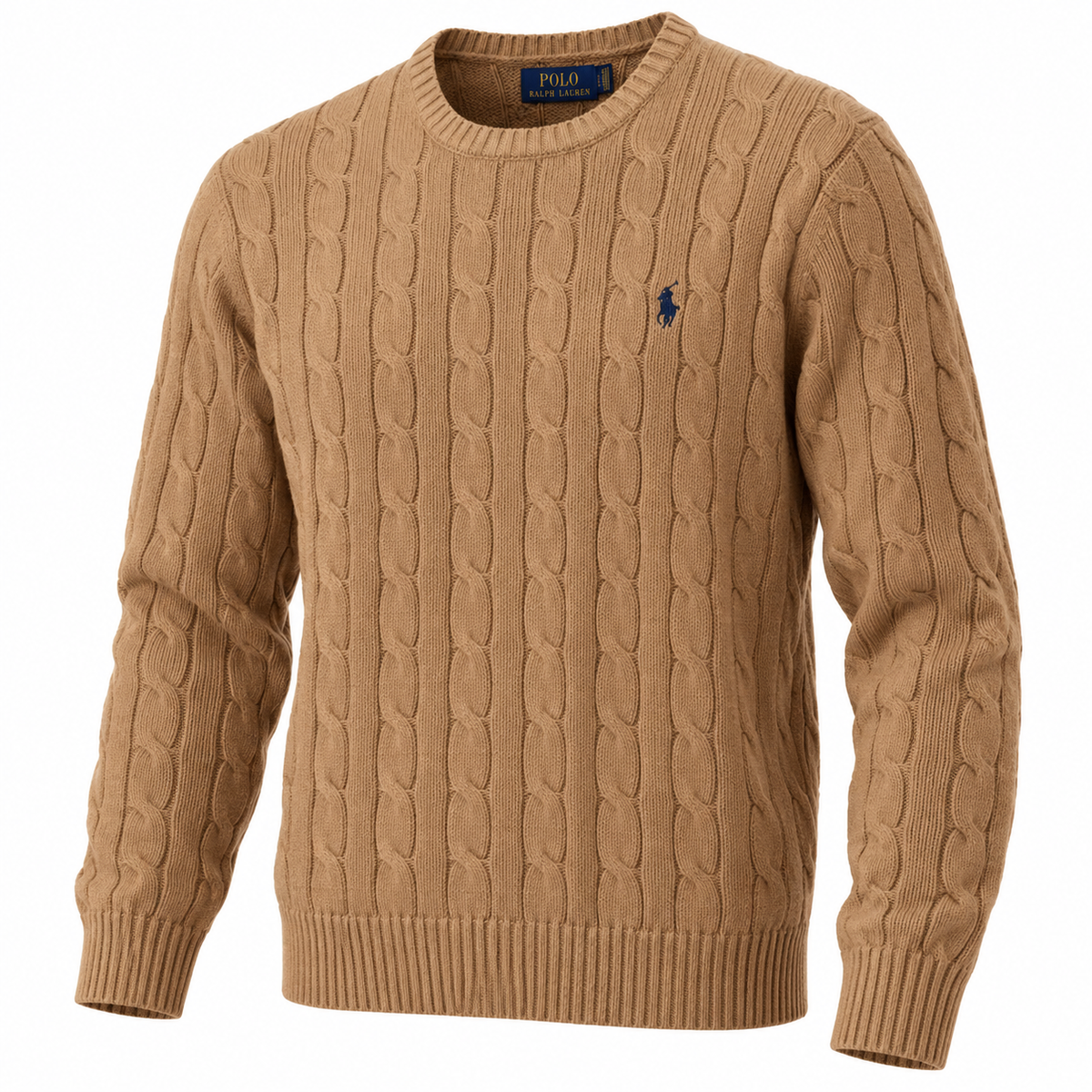 Polo Ralph Lauren Men’s Cotton Cable-Knit Crewneck Sweater-Brown