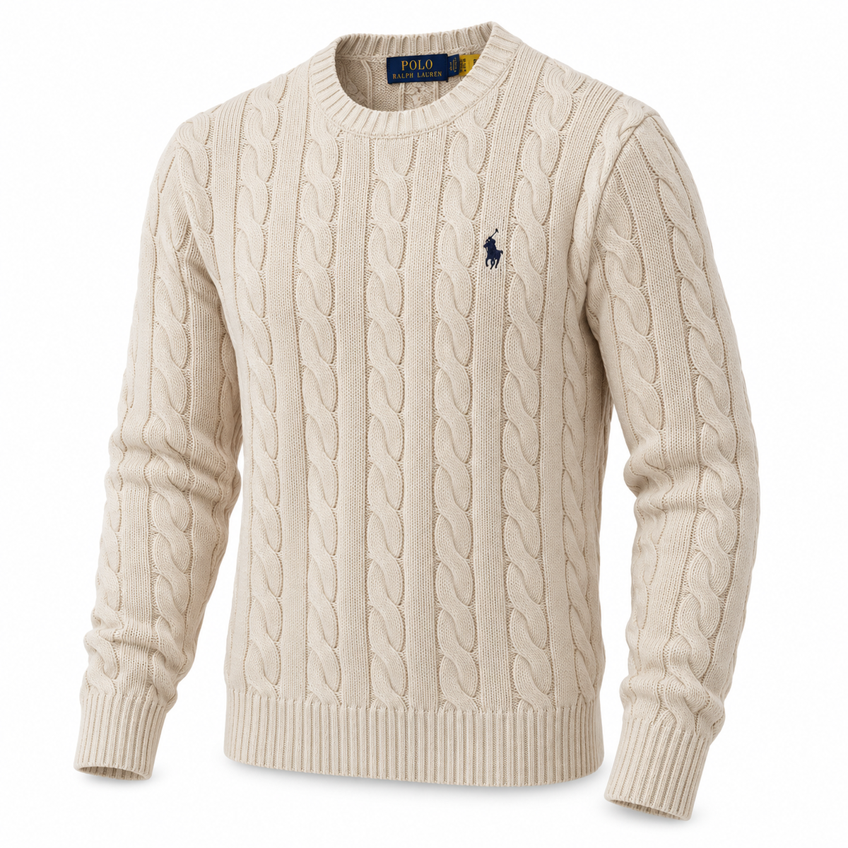 Polo Ralph Lauren Men’s Cotton Cable-Knit Crewneck Sweater-Ivory
