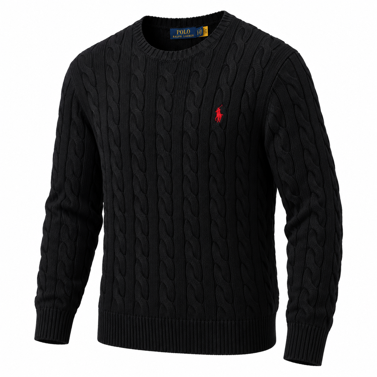 Polo Ralph Lauren Men’s Cotton Cable-Knit Crewneck Sweater-Black