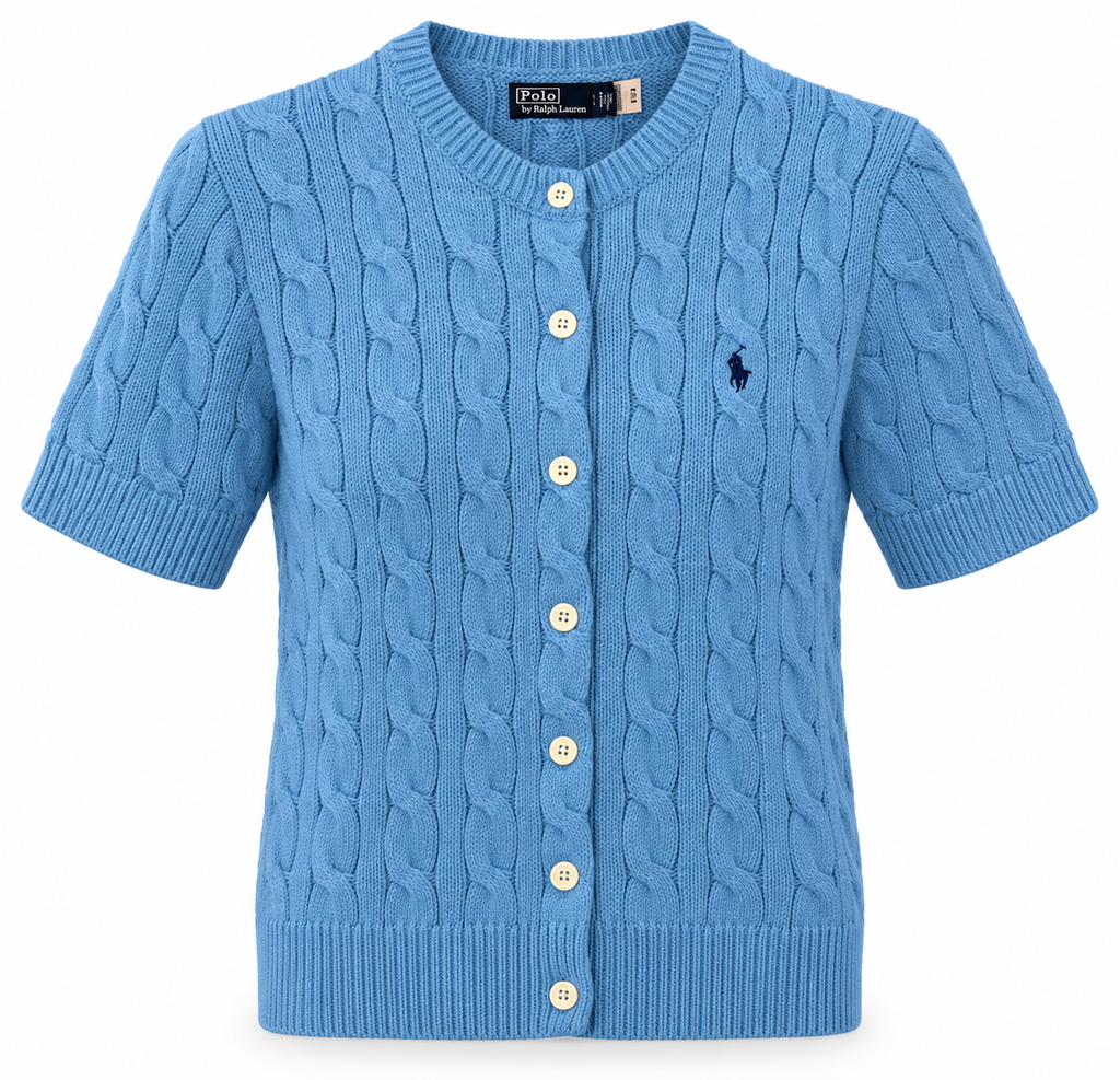Polo Ralph Lauren Women’s Cable-Knit Short-Sleeve Cardigan – Blue