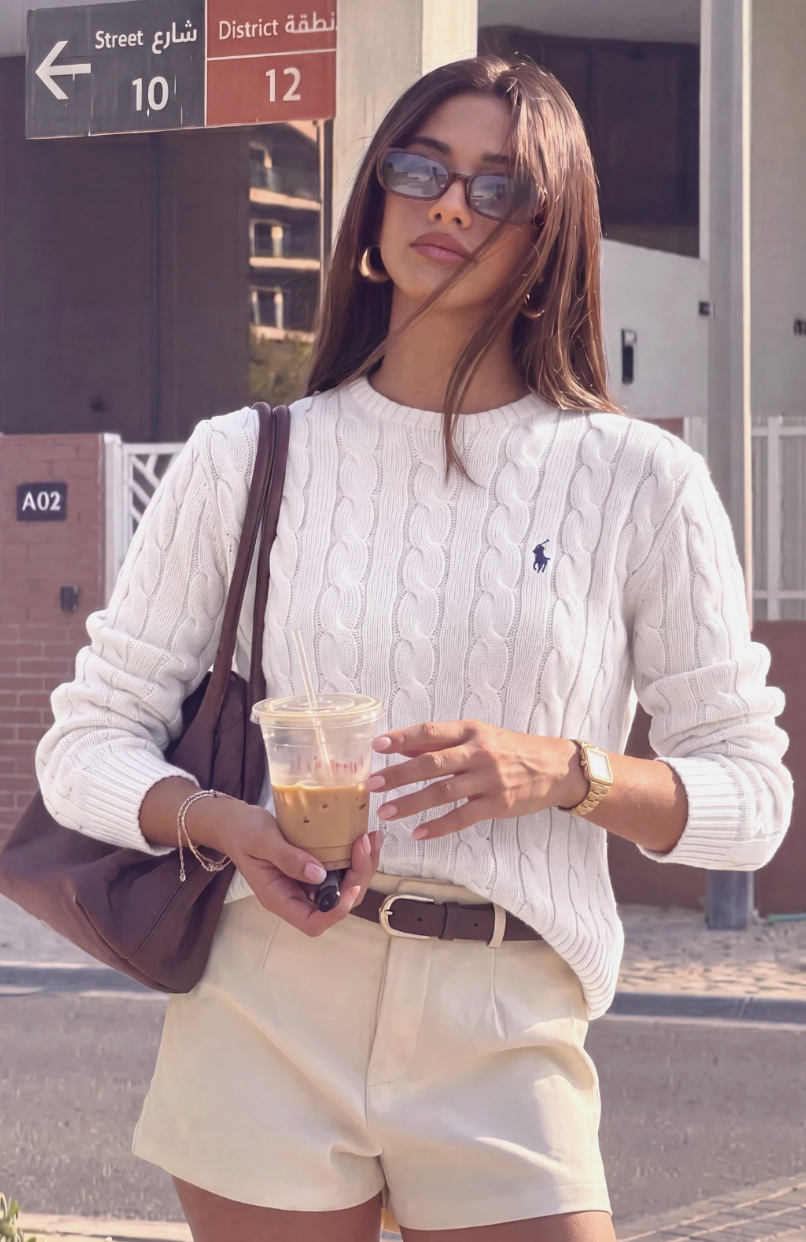 Polo Ralph Lauren Women’s Cable-Knit Sweater White