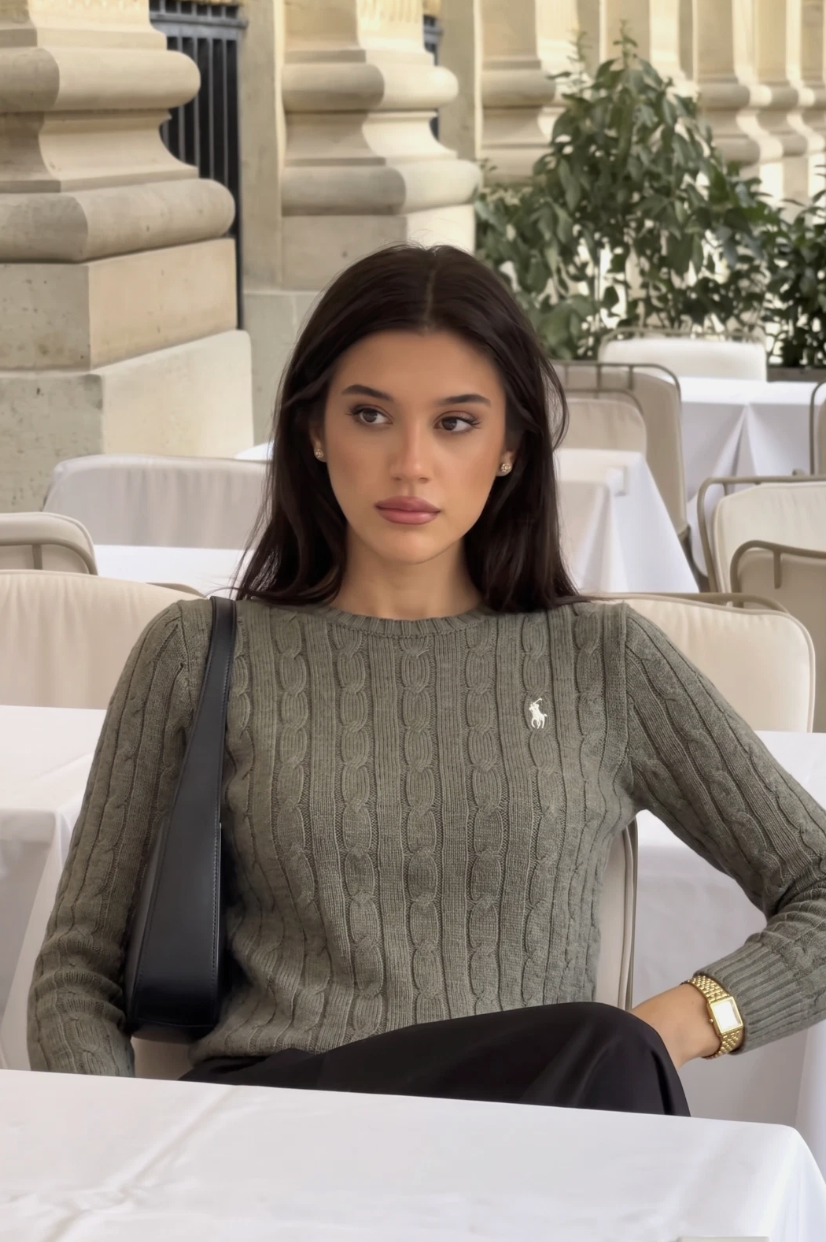 Polo Ralph Lauren Women’s Cable-Knit Sweater Gray