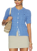 Polo Ralph Lauren Women’s Cable-Knit Short-Sleeve Cardigan – Blue