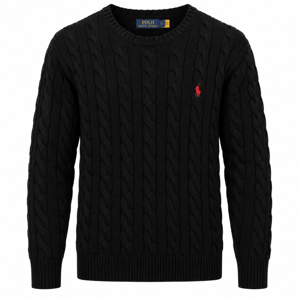 Polo Ralph Lauren Men’s Cotton Cable-Knit Crewneck Sweater-Black