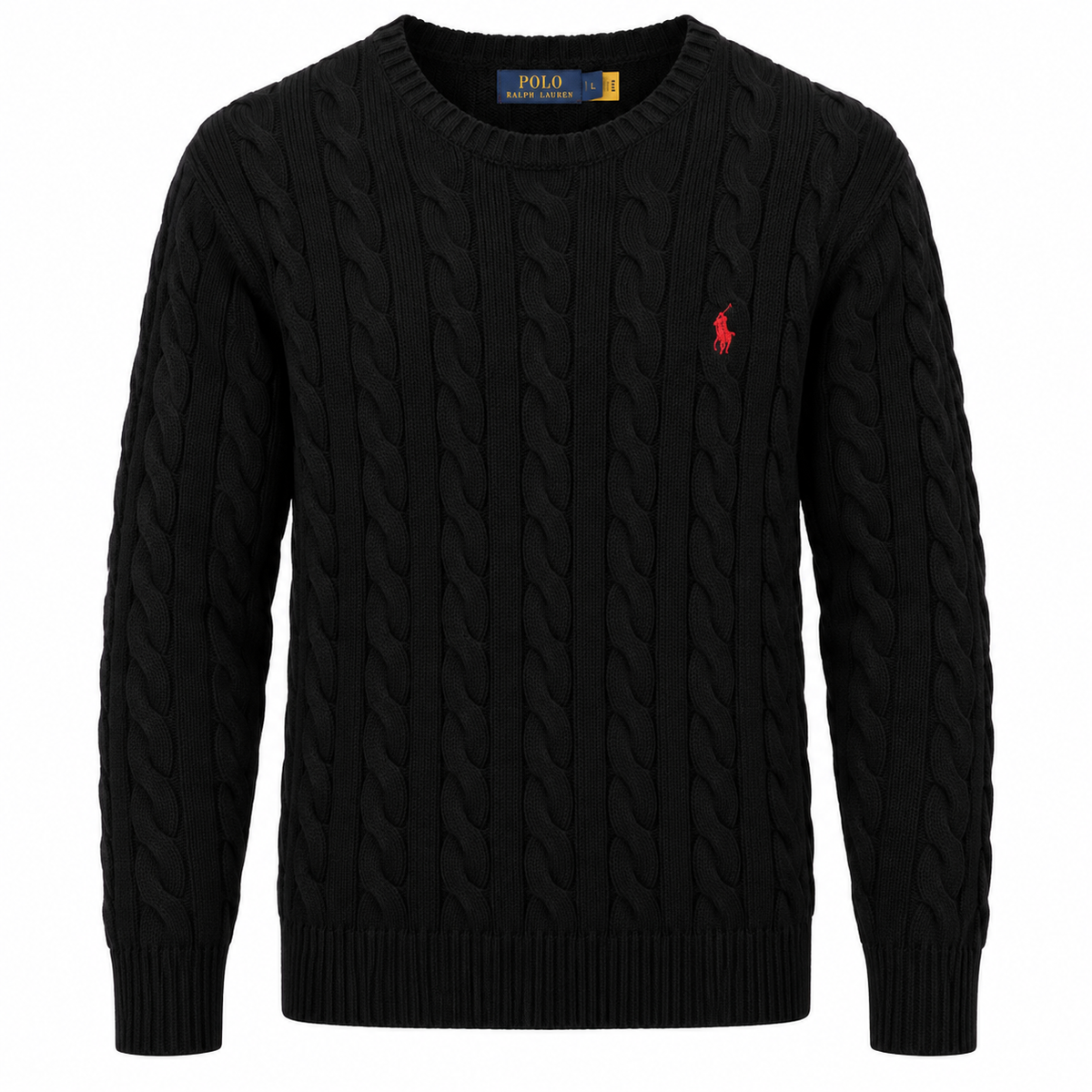 Polo Ralph Lauren Men’s Cotton Cable-Knit Crewneck Sweater-Black