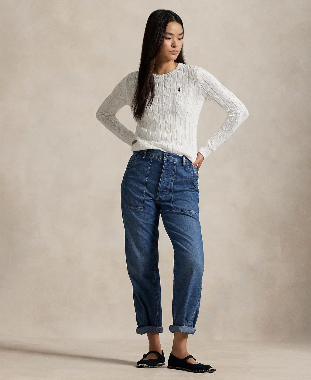 Polo Ralph Lauren Women’s Cable-Knit Sweater White