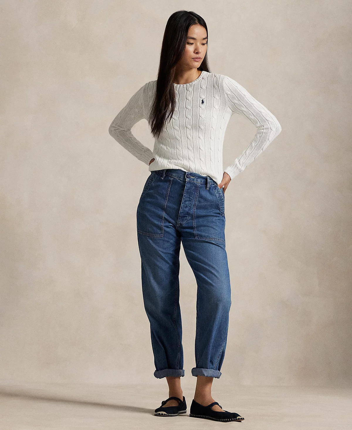Polo Ralph Lauren Women’s Cable-Knit Sweater White