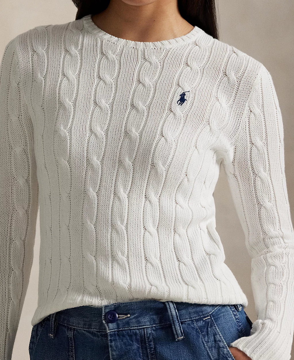 Polo Ralph Lauren Women’s Cable-Knit Sweater White
