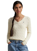 Polo Ralph Lauren Women’s Cable-Knit V-Neck Sweater –Ivory