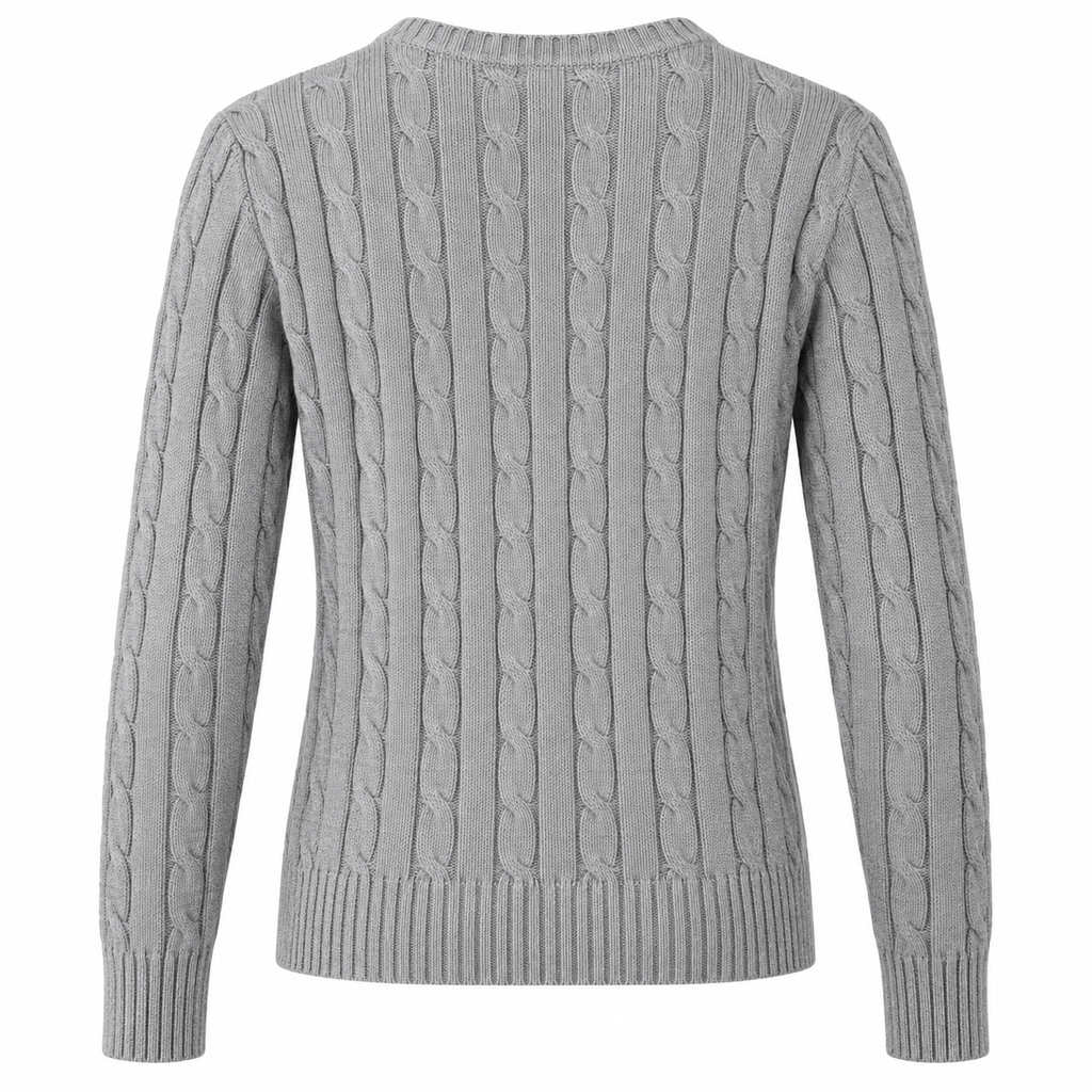 Polo Ralph Lauren Women’s Cable-Knit V-Neck Sweater –Gray