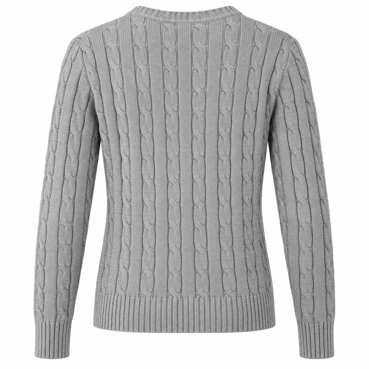 Polo Ralph Lauren Women’s Cable-Knit V-Neck Sweater –Gray