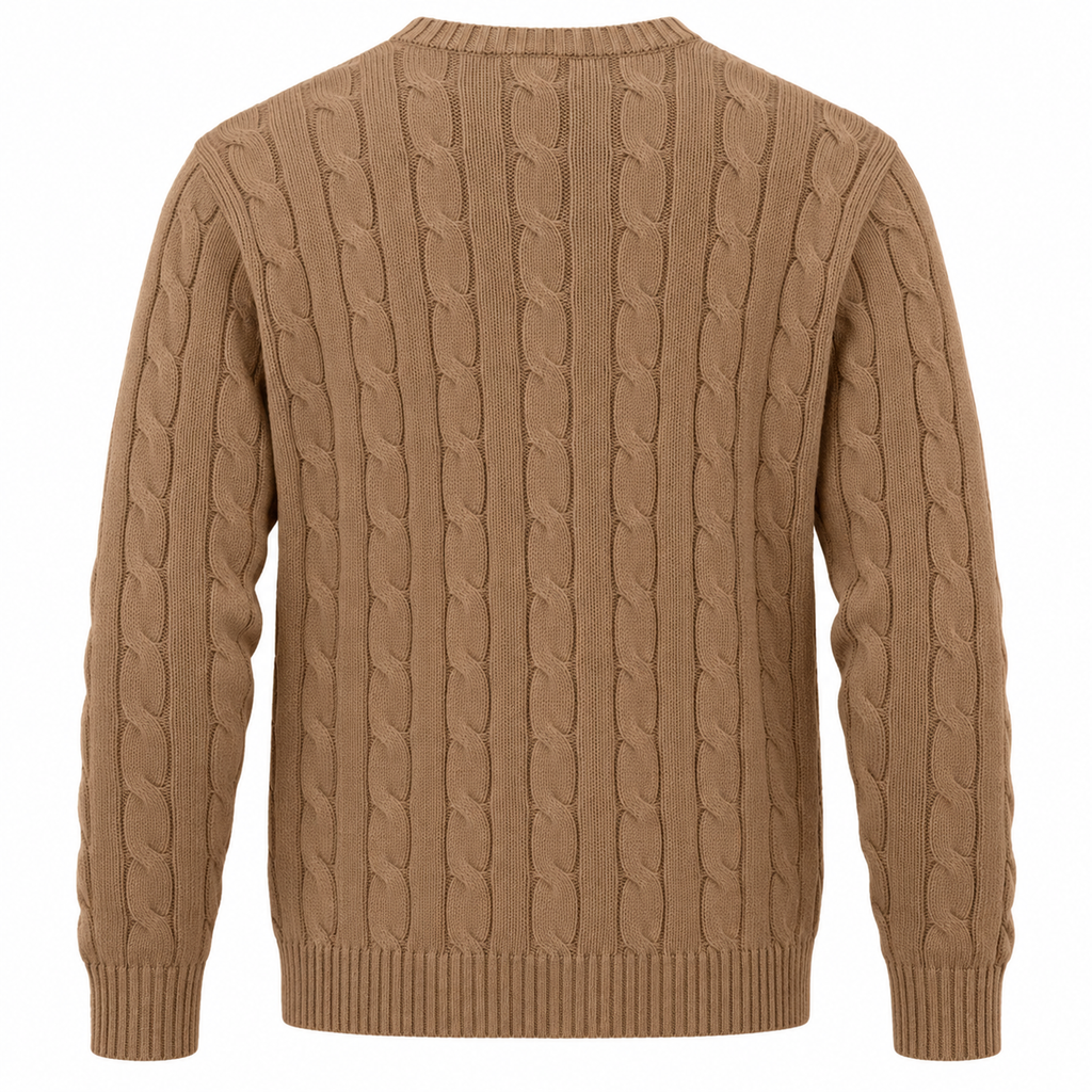 Polo Ralph Lauren Men’s Cotton Cable-Knit Crewneck Sweater-Brown