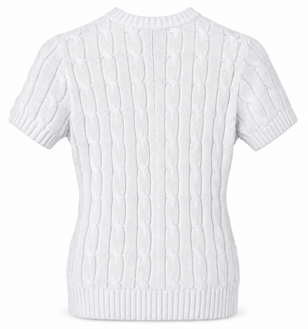 Polo Ralph Lauren Women’s Pima Cotten Cable-Knit Short-Sleeve Sweater – White