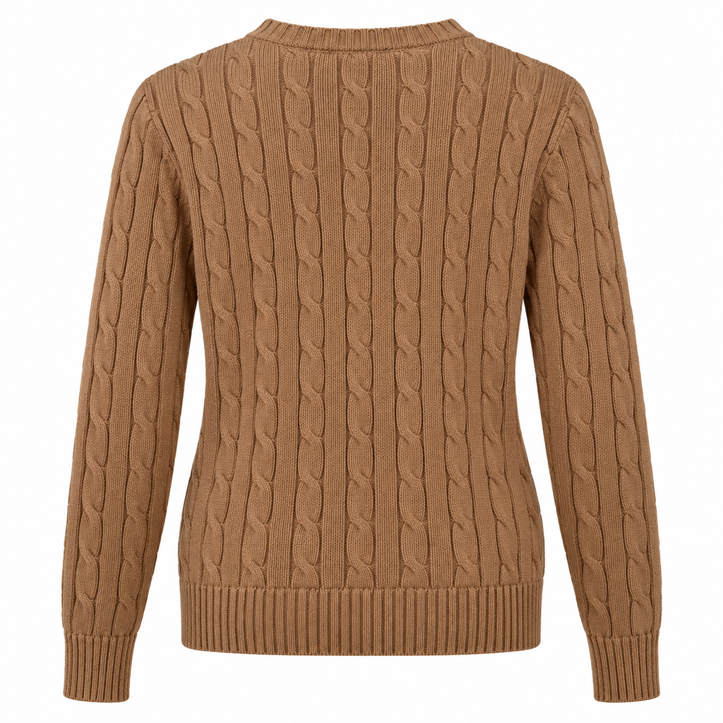Polo Ralph Lauren Women’s Cable-Knit V-Neck Sweater – Brown