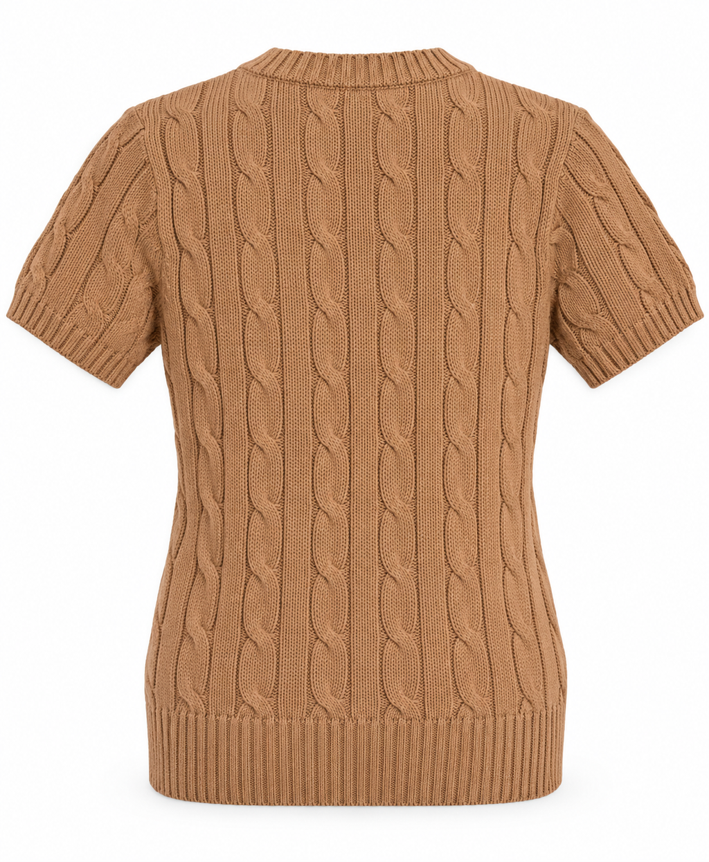 Polo Ralph Lauren Women’s Pima Cotten Cable-Knit Short-Sleeve Sweater – Brown