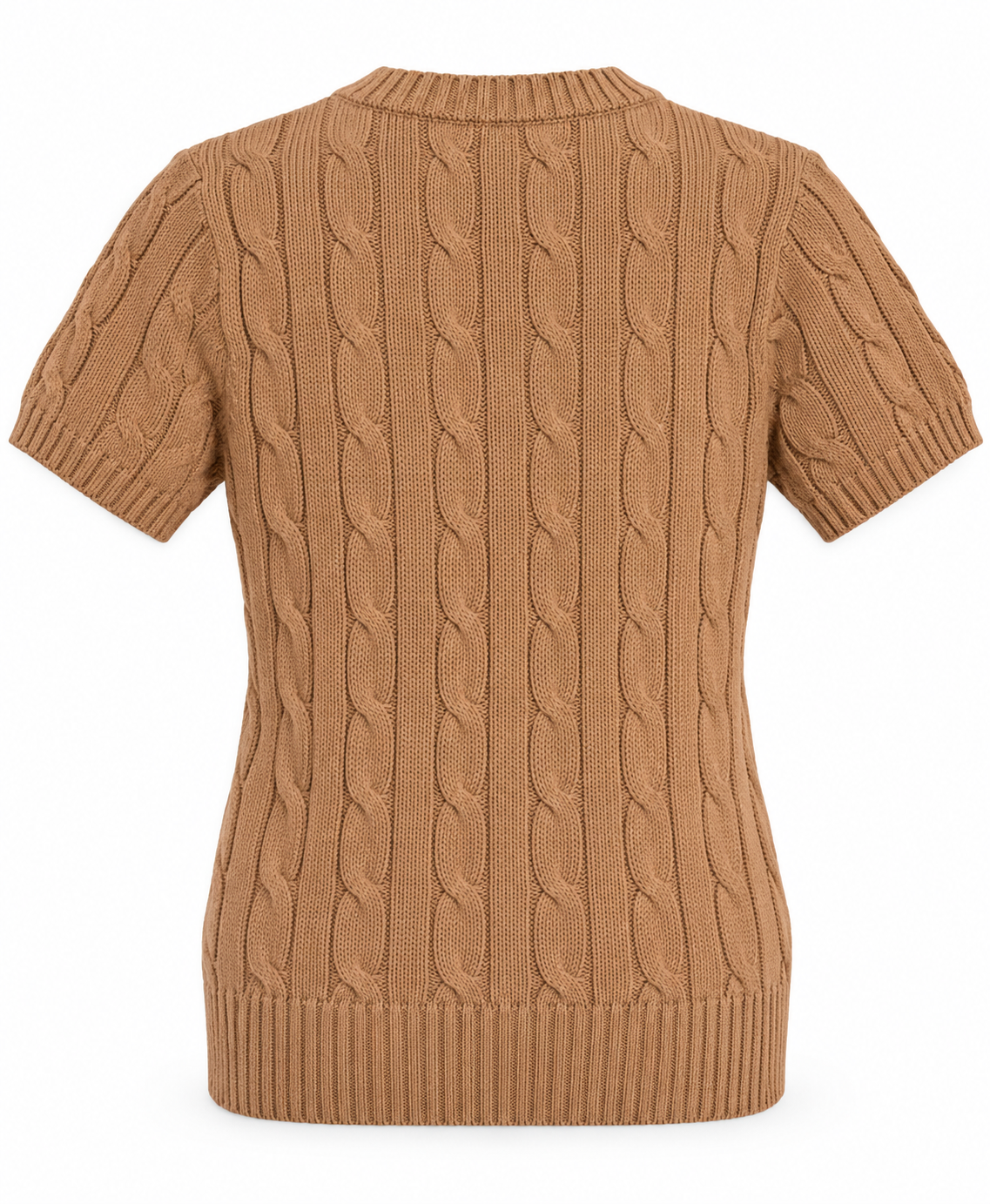 Polo Ralph Lauren Women’s Pima Cotten Cable-Knit Short-Sleeve Sweater – Brown