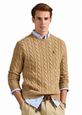 Polo Ralph Lauren Men’s Cotton Cable-Knit Crewneck Sweater-Brown