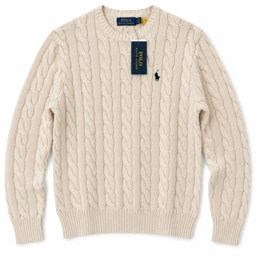 Polo Ralph Lauren Men’s Cotton Cable-Knit Crewneck Sweater-Ivory