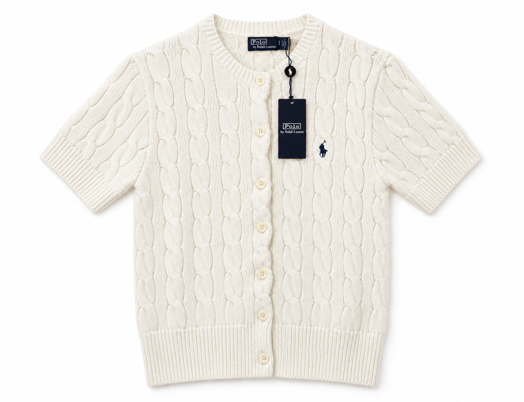 Polo Ralph Lauren Women’s Cable-Knit Short-Sleeve Cardigan – White