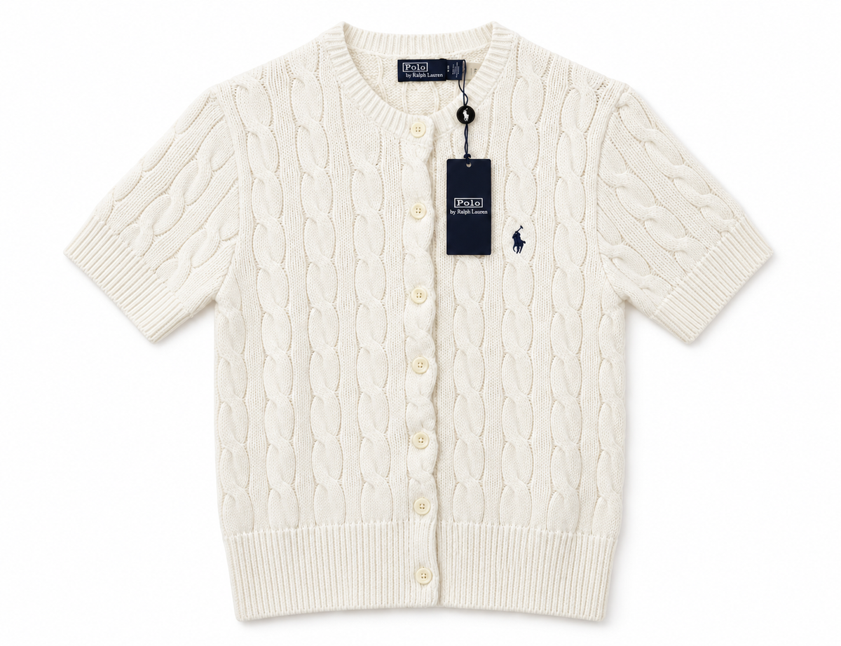Polo Ralph Lauren Women’s Cable-Knit Short-Sleeve Cardigan – White