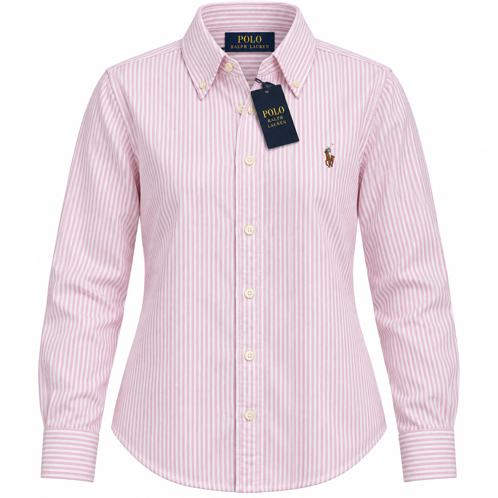 Polo Ralph Lauren Women's Pink Stripe  Cotton Oxford Shirt