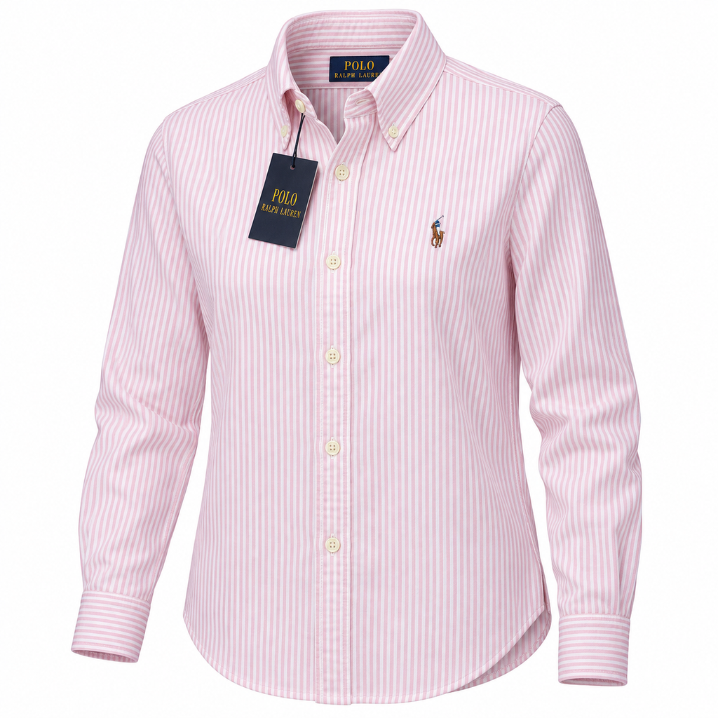 Polo Ralph Lauren Women's Pink Stripe  Cotton Oxford Shirt