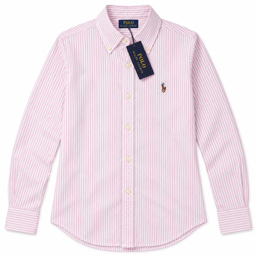 Polo Ralph Lauren Women's Pink Stripe  Cotton Oxford Shirt