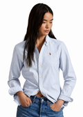 Polo Ralph Lauren Women's Blue Stripe  Cotton Oxford Shirt