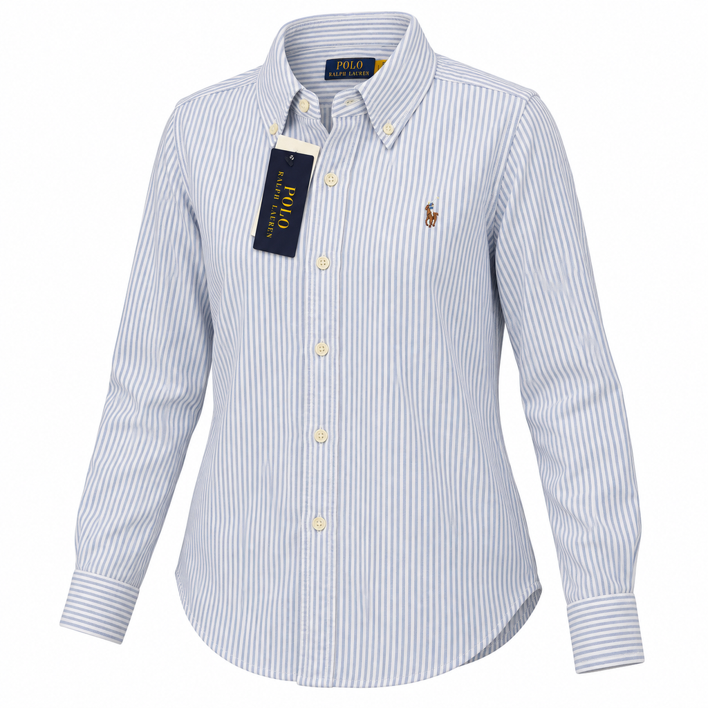 Polo Ralph Lauren Women's Blue Stripe  Cotton Oxford Shirt