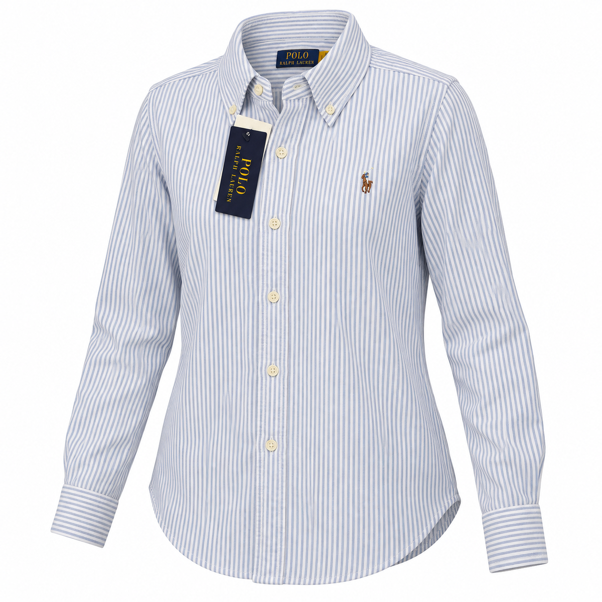 Polo Ralph Lauren Women's Blue Stripe  Cotton Oxford Shirt