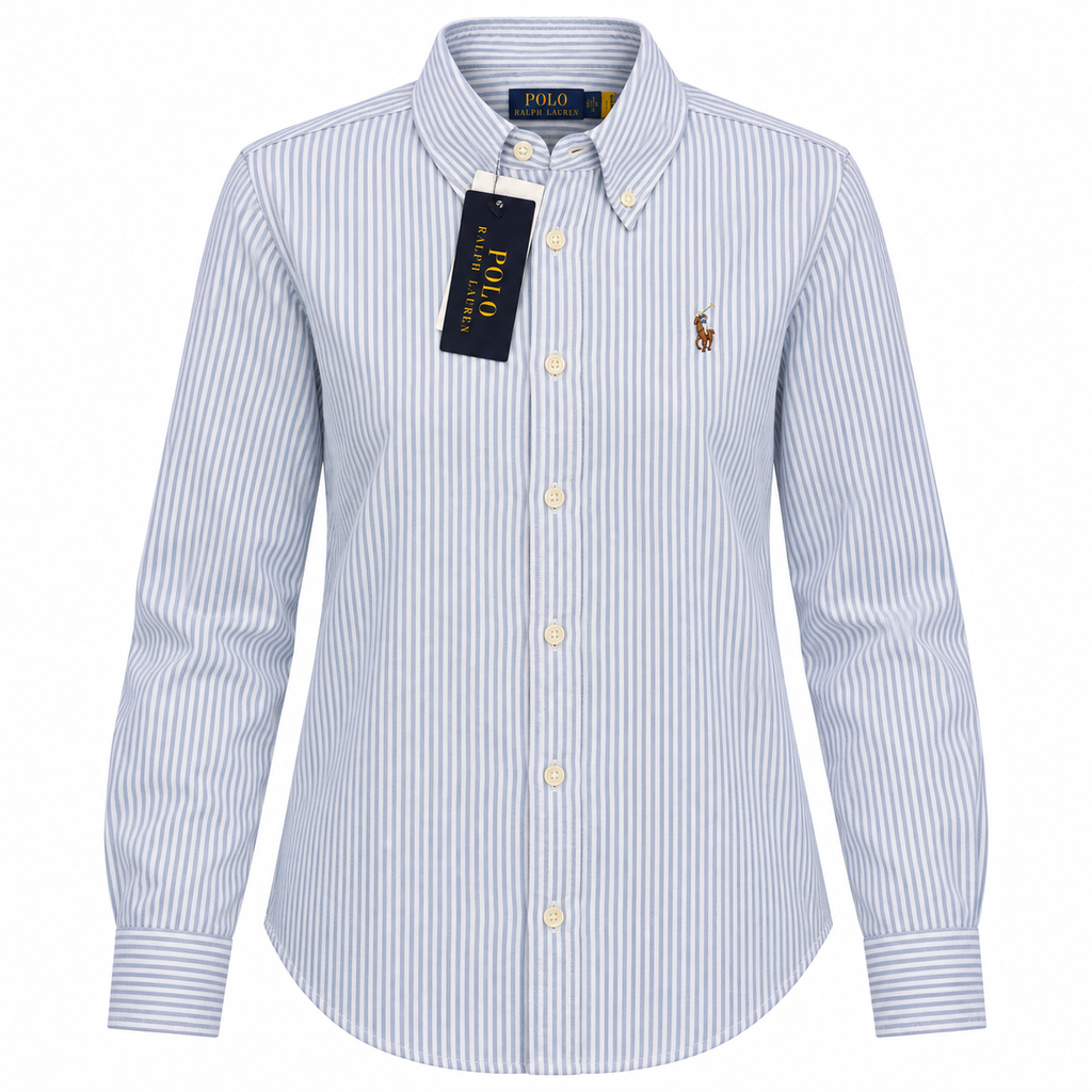 Polo Ralph Lauren Women's Blue Stripe  Cotton Oxford Shirt