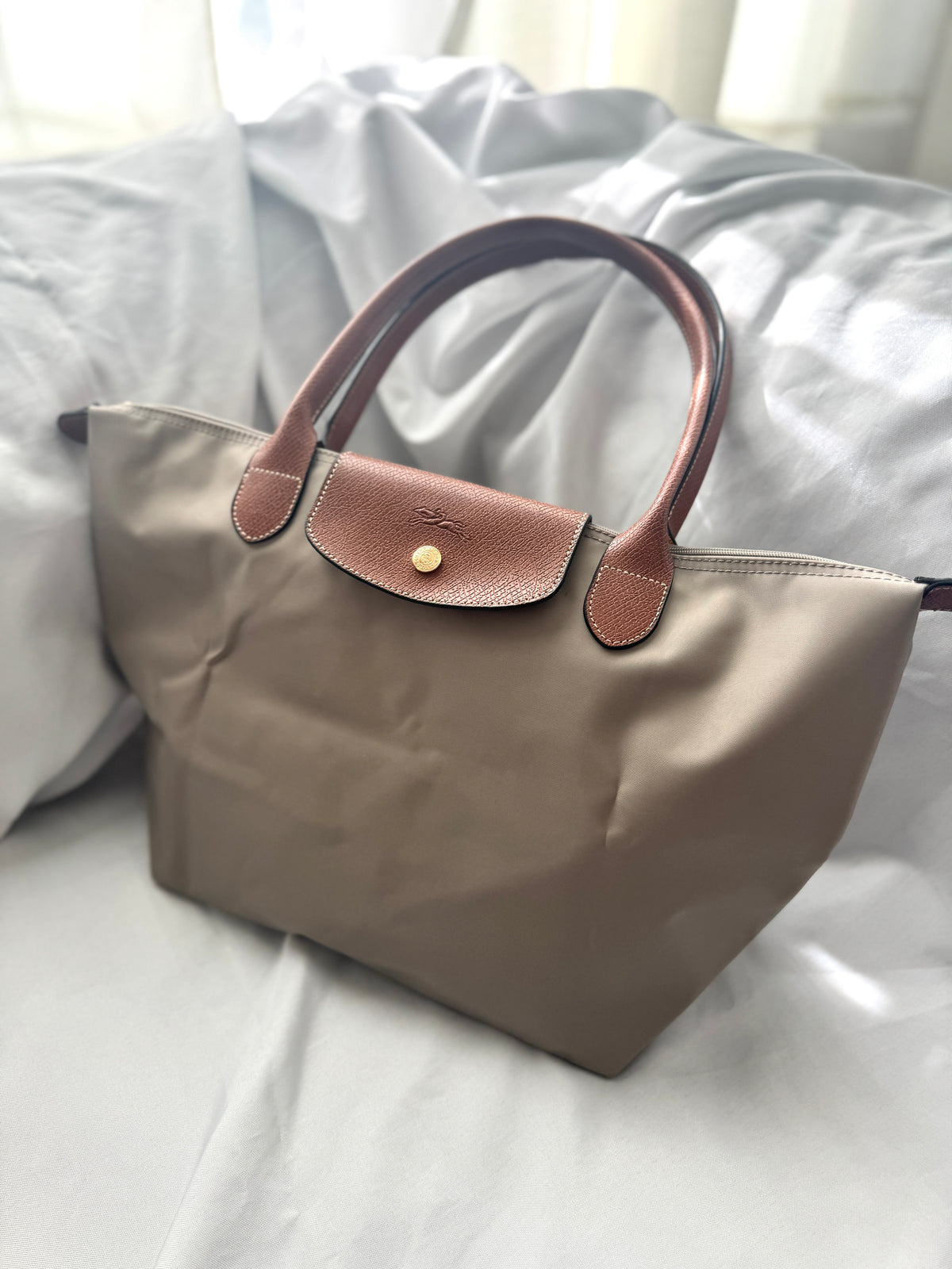 Longchamp Le Pliage Original Large Nylon Tote Bag Gray