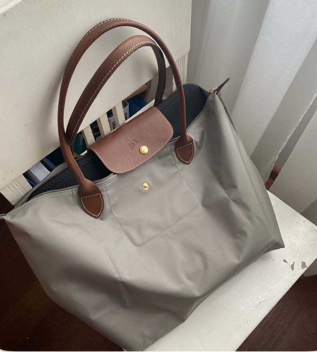 Longchamp Le Pliage Original Large Nylon Tote Bag Gray