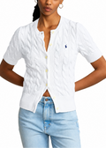 Polo Ralph Lauren Women’s Cable-Knit Short-Sleeve Cardigan – White