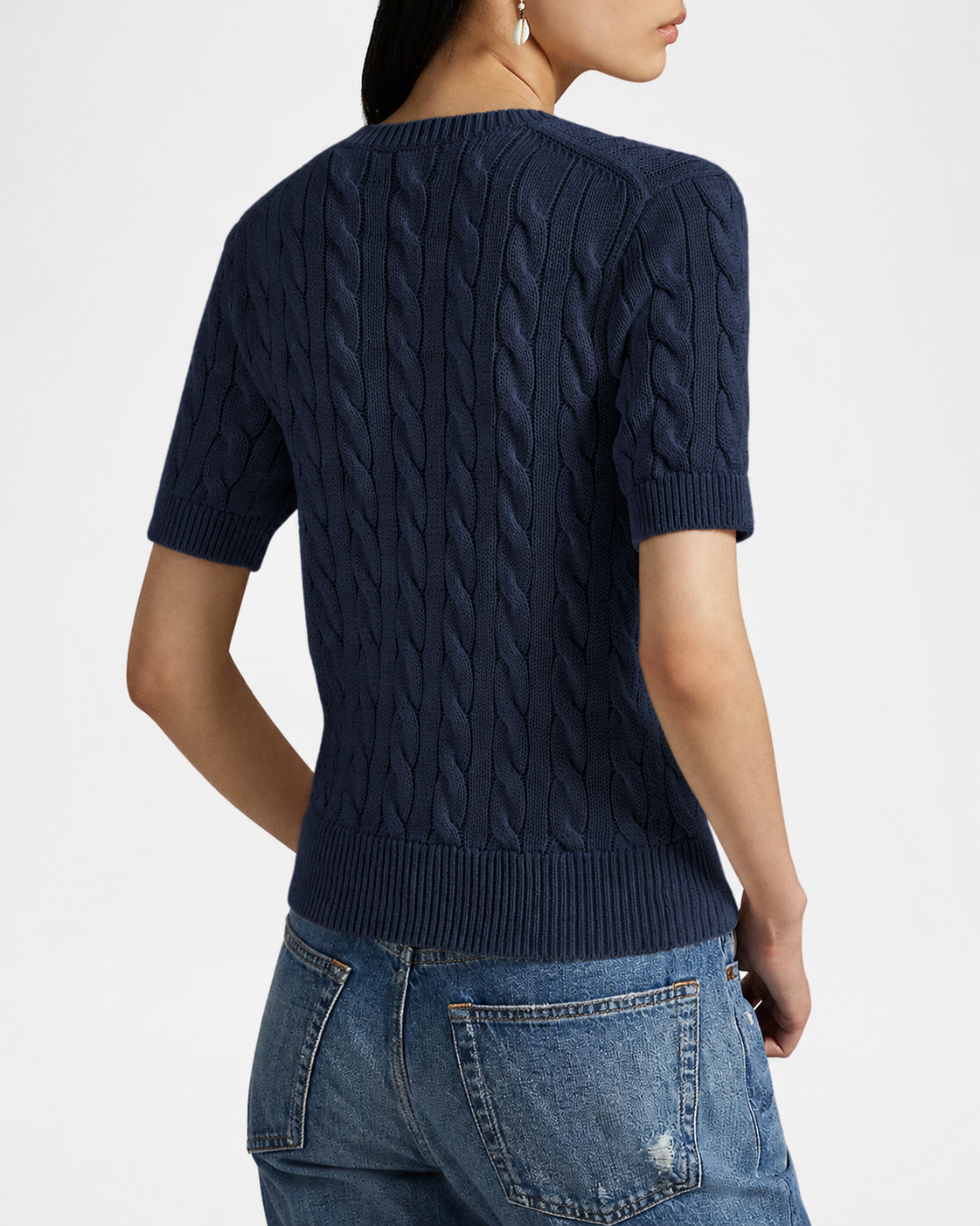 Polo Ralph Lauren Women’s Cable-Knit Short-Sleeve Cardigan – Navy