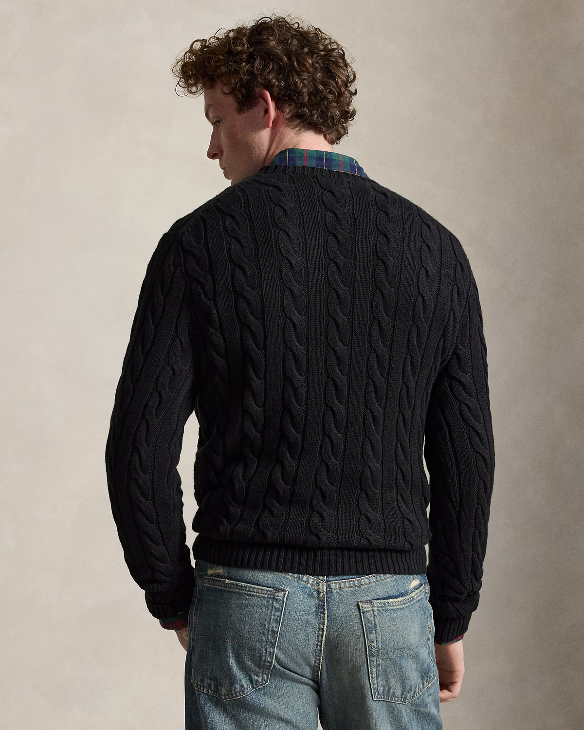Polo Ralph Lauren Men’s Cotton Cable-Knit Crewneck Sweater-Black