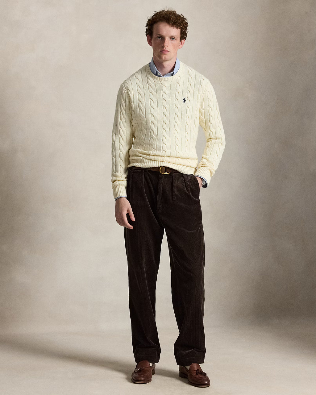 Polo Ralph Lauren Men’s Cotton Cable-Knit Crewneck Sweater-Ivory