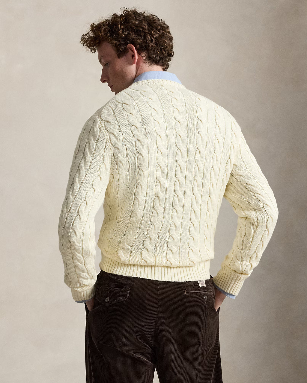 Polo Ralph Lauren Men’s Cotton Cable-Knit Crewneck Sweater-Ivory